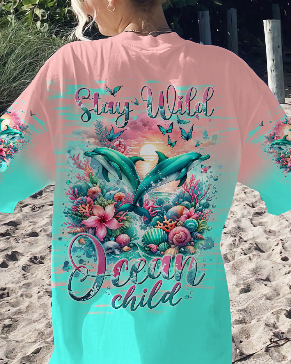 STAY WILD OCEAN CHILD DOLPHIN ALL OVER PRINT - TLNT2311231