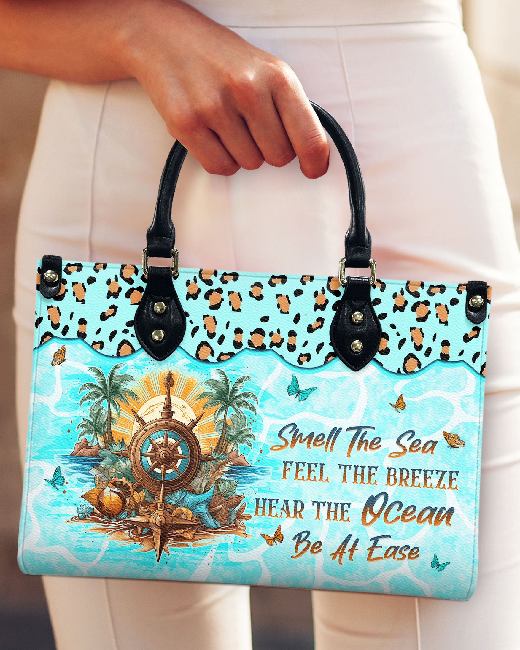 SMELL THE SEA FEEL THE BREEZE LEATHER HANDBAG - YHLN2703244