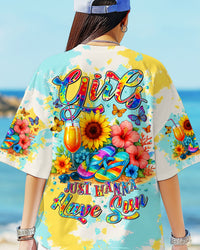GIRLS JUST WANNA HAVE SUN FLIP FLOPS TIE DYE ALL OVER PRINT - TLTR1204253