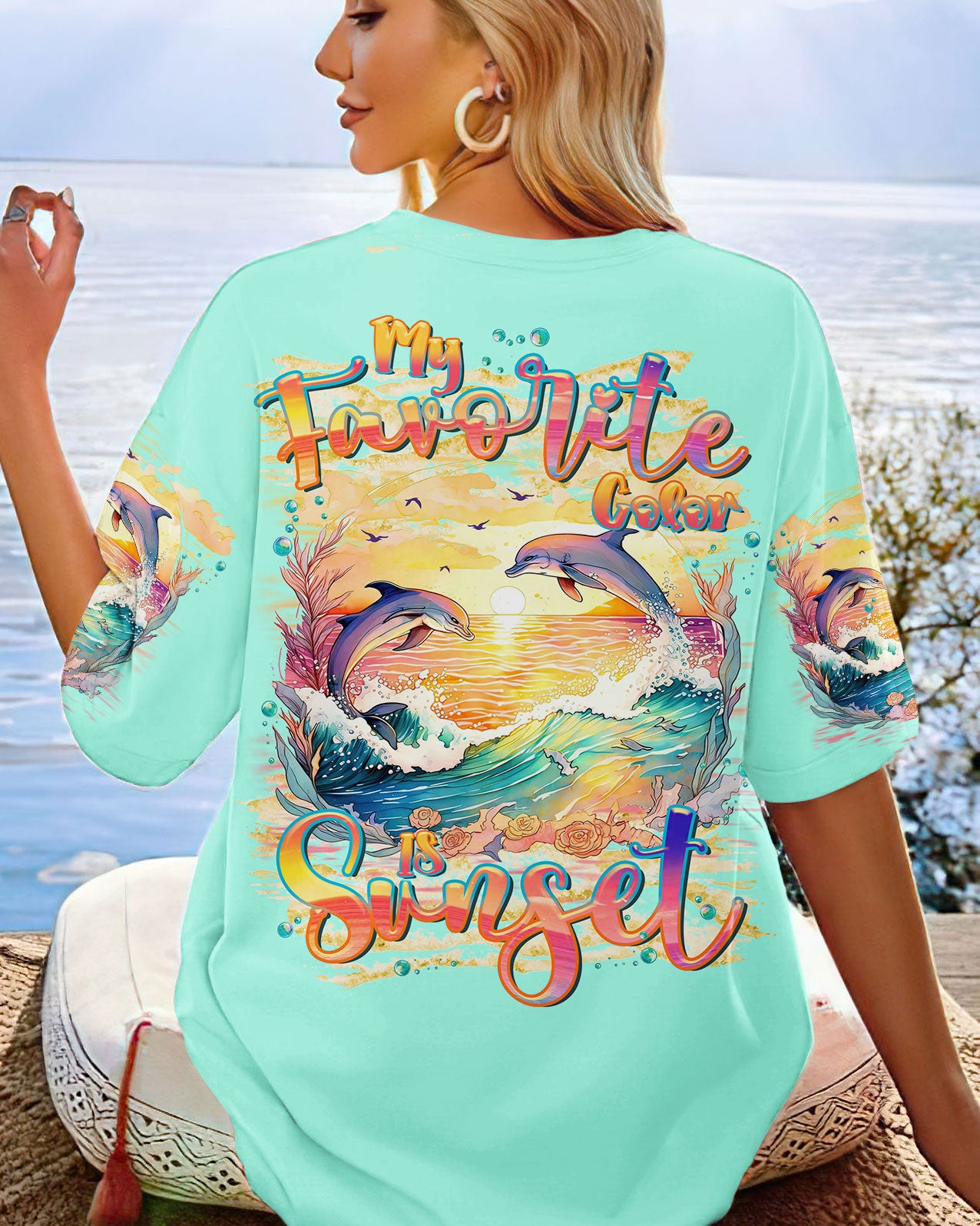 MY FAVORITE COLOR IS SUNSET DOLPHIN ALL OVER PRINT - TLTR2211234