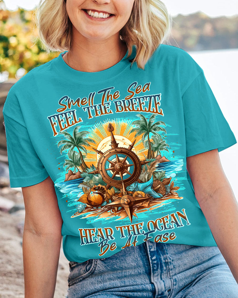 SMELL THE SEA FEEL THE BREEZE COTTON SHIRT - YHLN0906238
