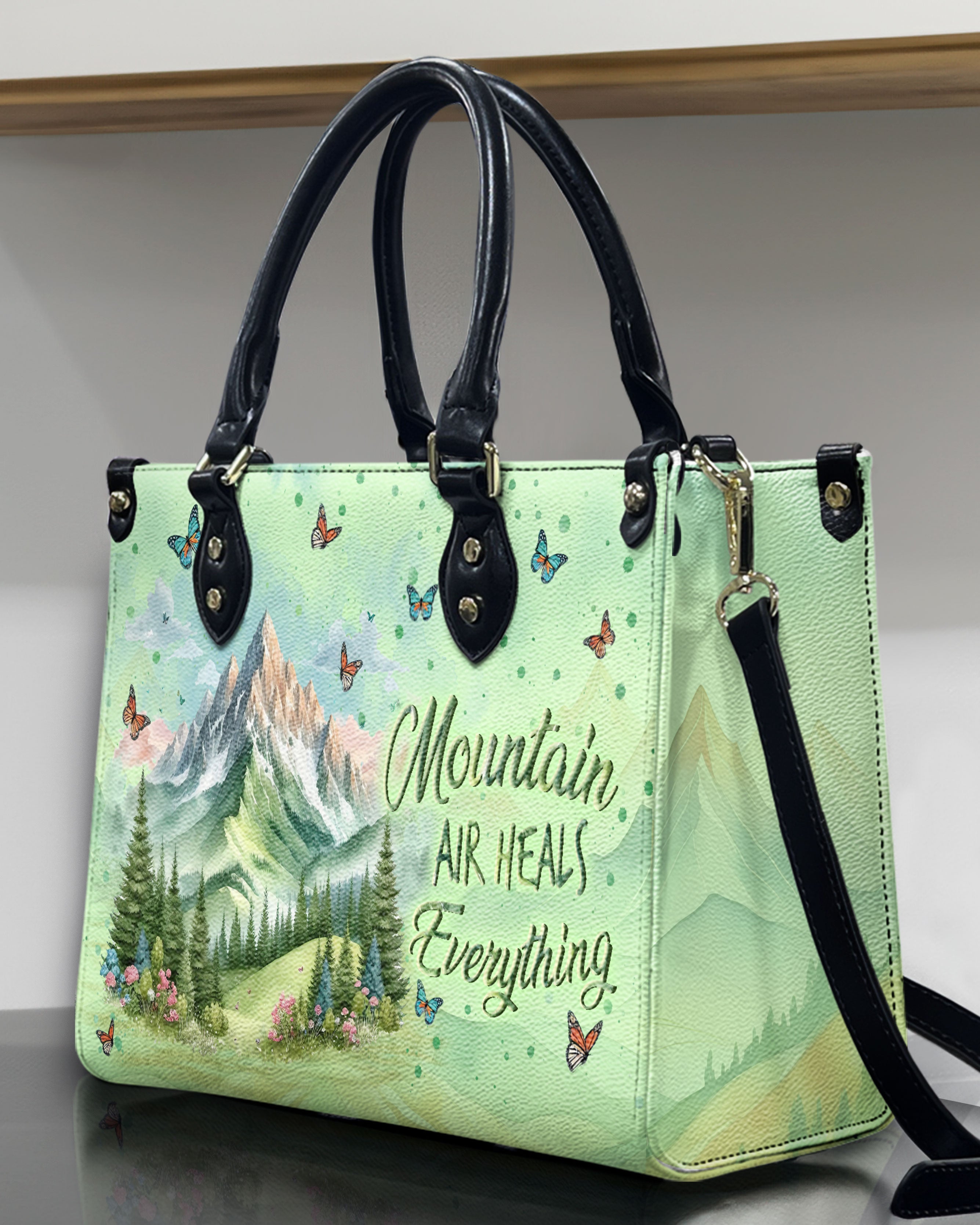 MOUNTAIN AIR HEALS EVERYTHING LEATHER HANDBAG - YHLN3110244