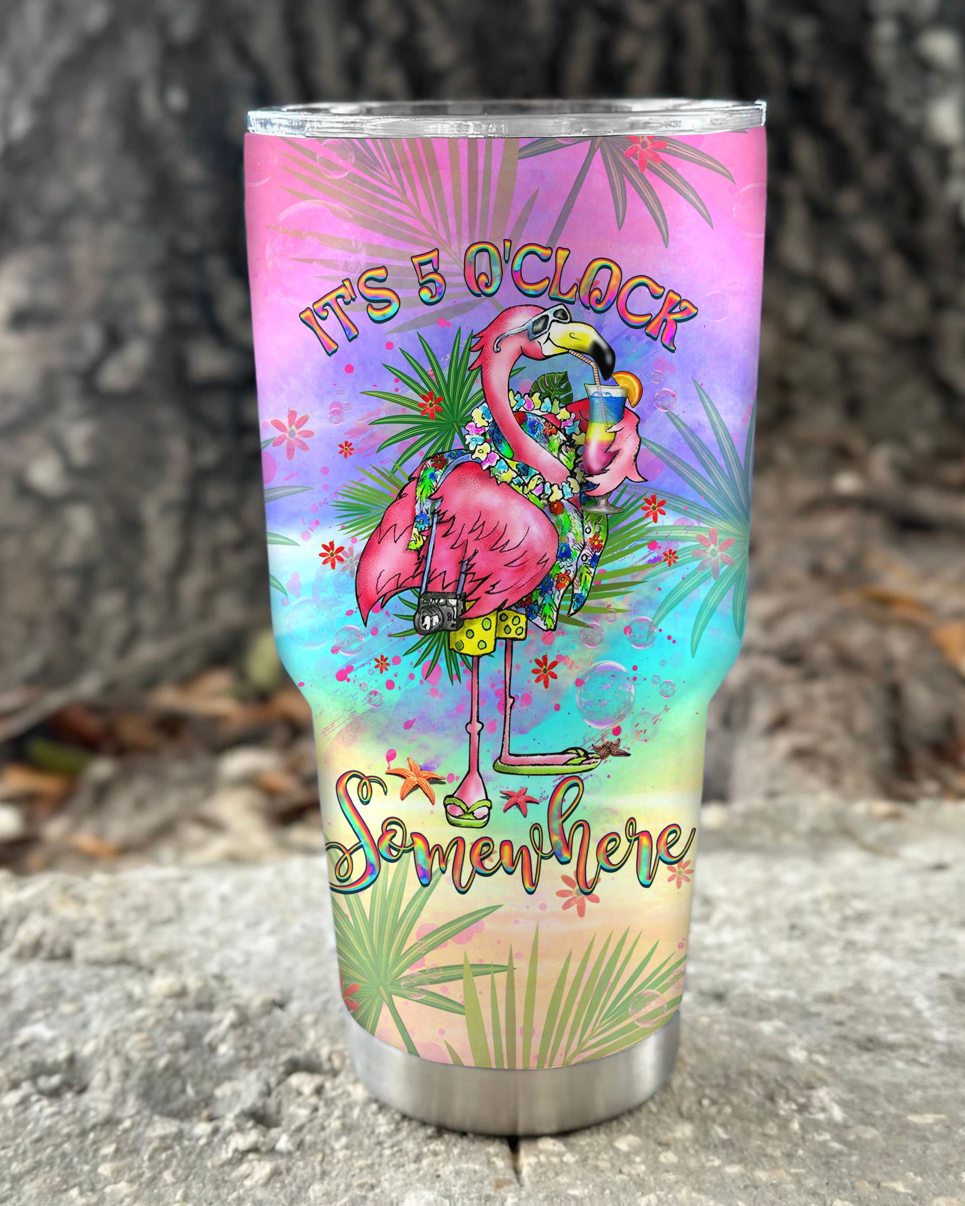 IT'S 5 O'CLOCK SOMEWHERE FLAMINGO TUMBLER - YHHG2708254