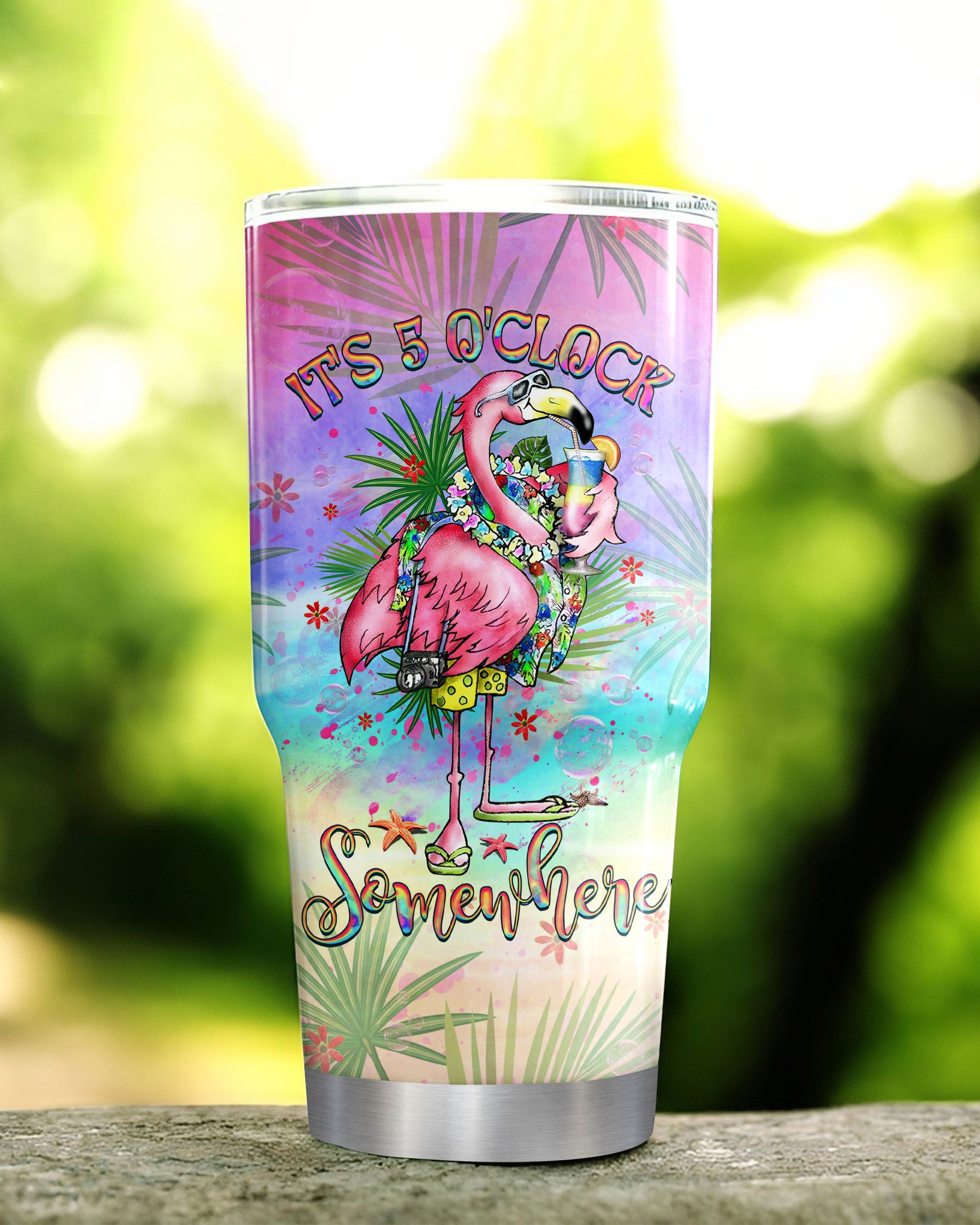 IT'S 5 O'CLOCK SOMEWHERE FLAMINGO TUMBLER - YHHG2708254