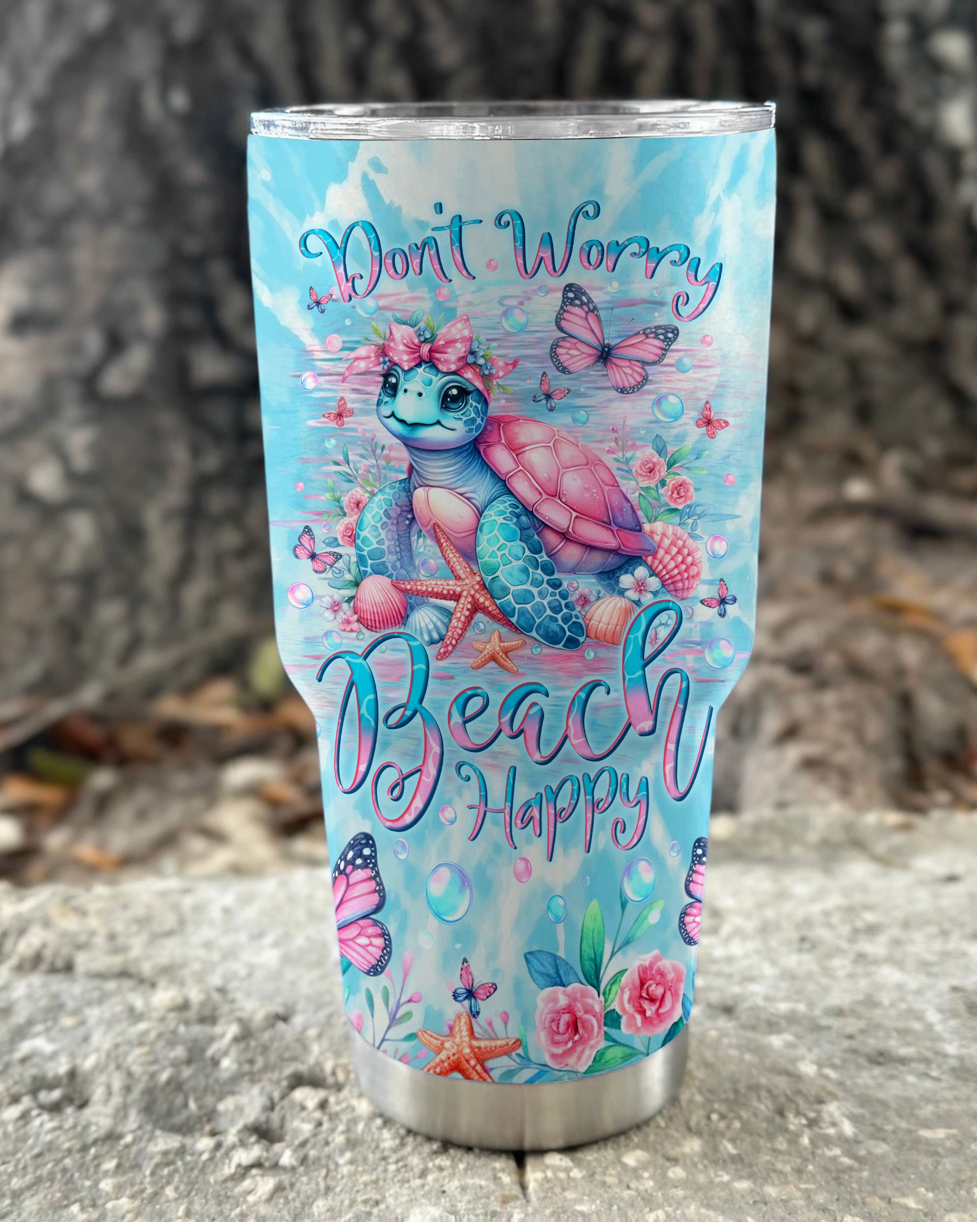 DON'T WORRY BEACH HAPPY TURTLE TUMBLER - YHLN2608255