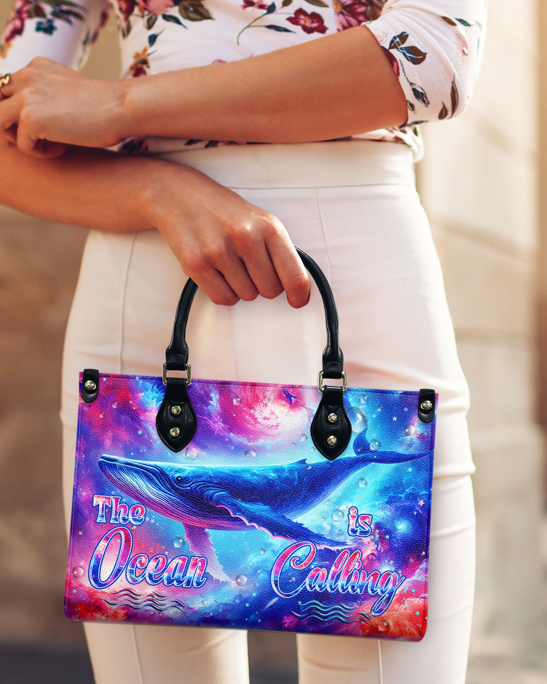 THE OCEAN IS CALLING WHALE LEATHER HANDBAG - YHHN1906244