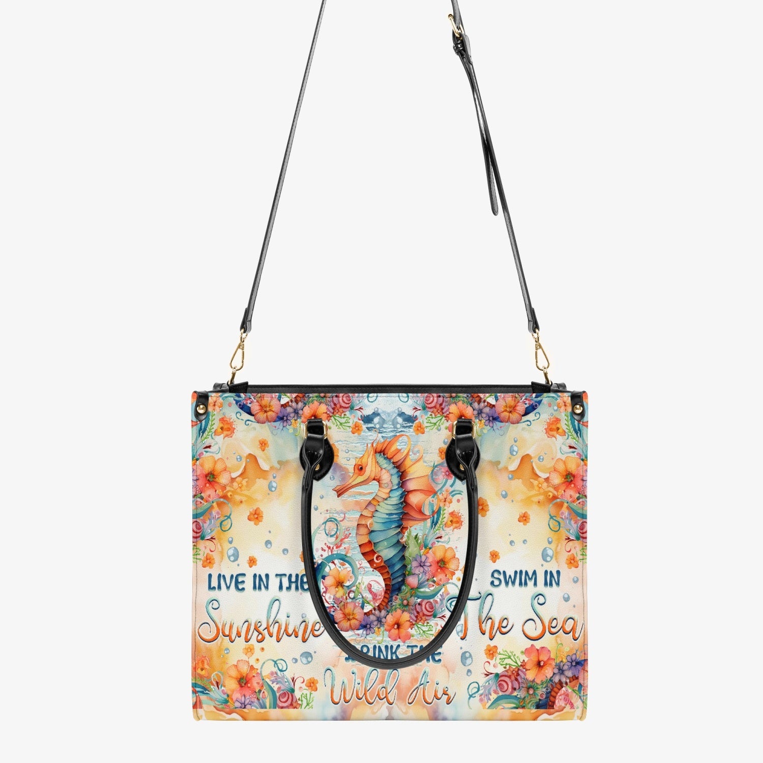 LIVE IN THE SUNSHINE SEAHORSE LEATHER HANDBAG - TLNZ2903243