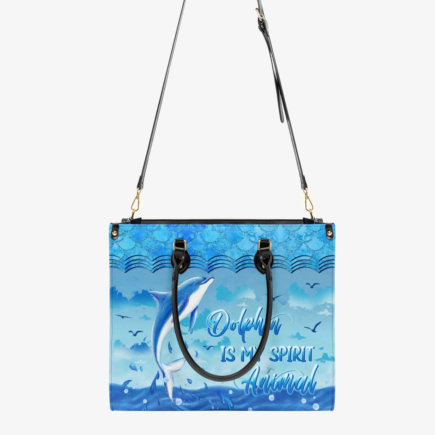 DOLPHIN IS MY SPIRIT ANIMAL LEATHER HANDBAG - YHLN2803242