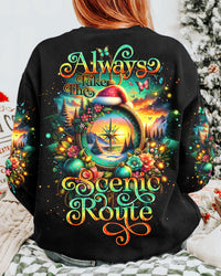 ALWAYS TAKE THE SCENIC ROUTE COMPASS CHRISTMAS ALL OVER PRINT - TLNO2710232