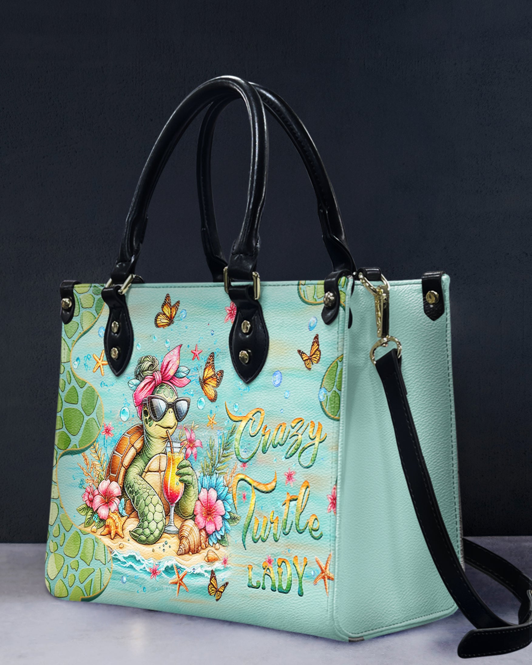 CRAZY TURTLE LADY LEATHER HANDBAG - YHLT0511244