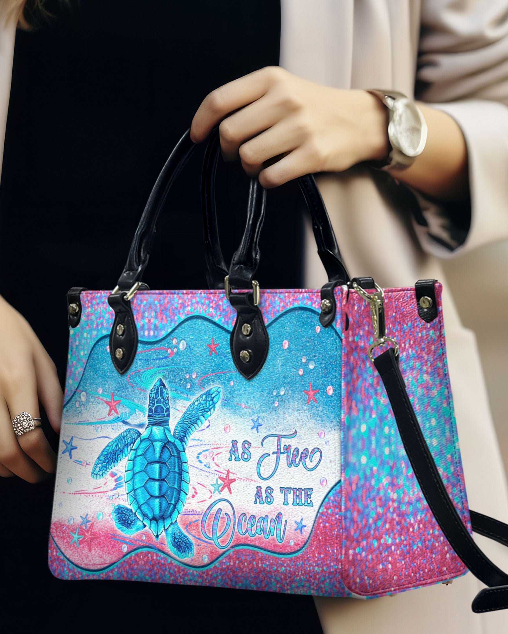 AS FREE AS THE OCEAN TURTLE LEATHER HANDBAG - YHLN2803244