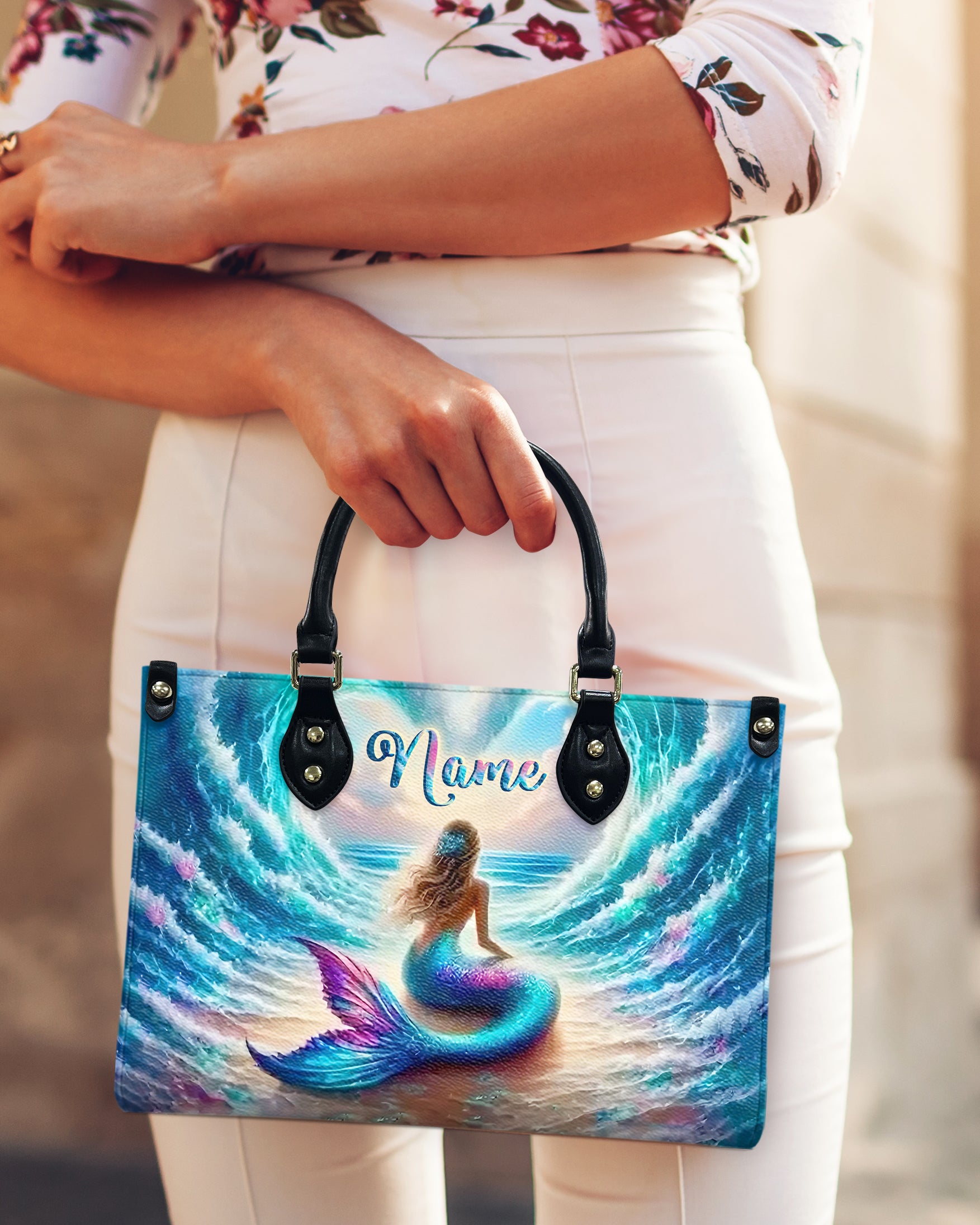 MERMAID WAVES LEATHER HANDBAG - YHLT0410244