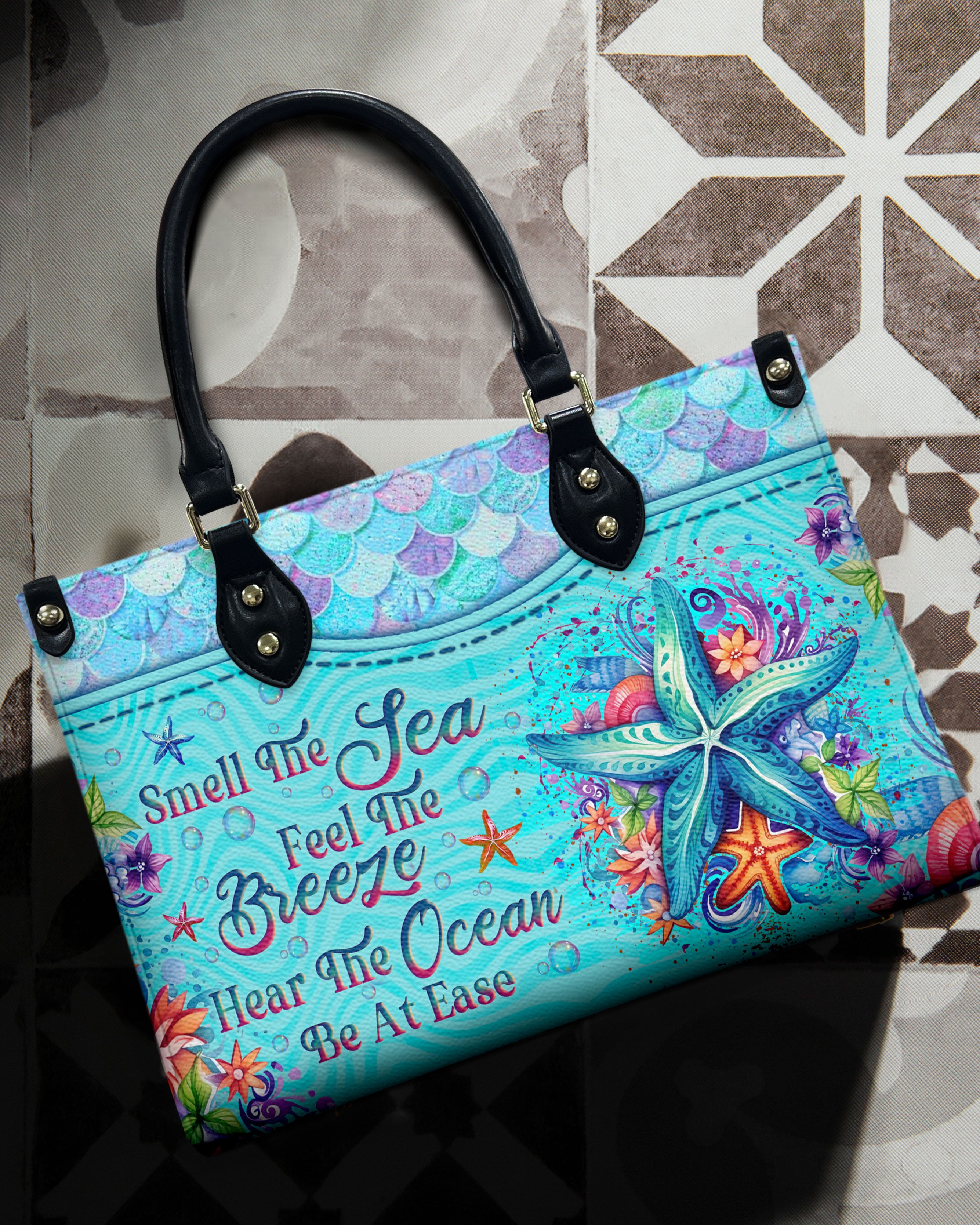 SMELL THE SEA FEEL THE BREEZE STARFISH LEATHER HANDBAG - YHLN2603241