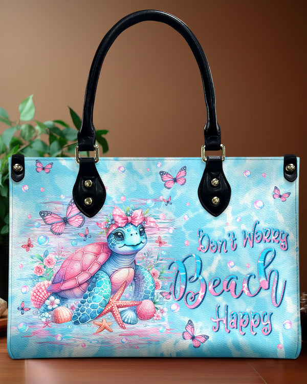 DON'T WORRY BEACH HAPPY TURTLE LEATHER HANDBAG - YHLN2607244