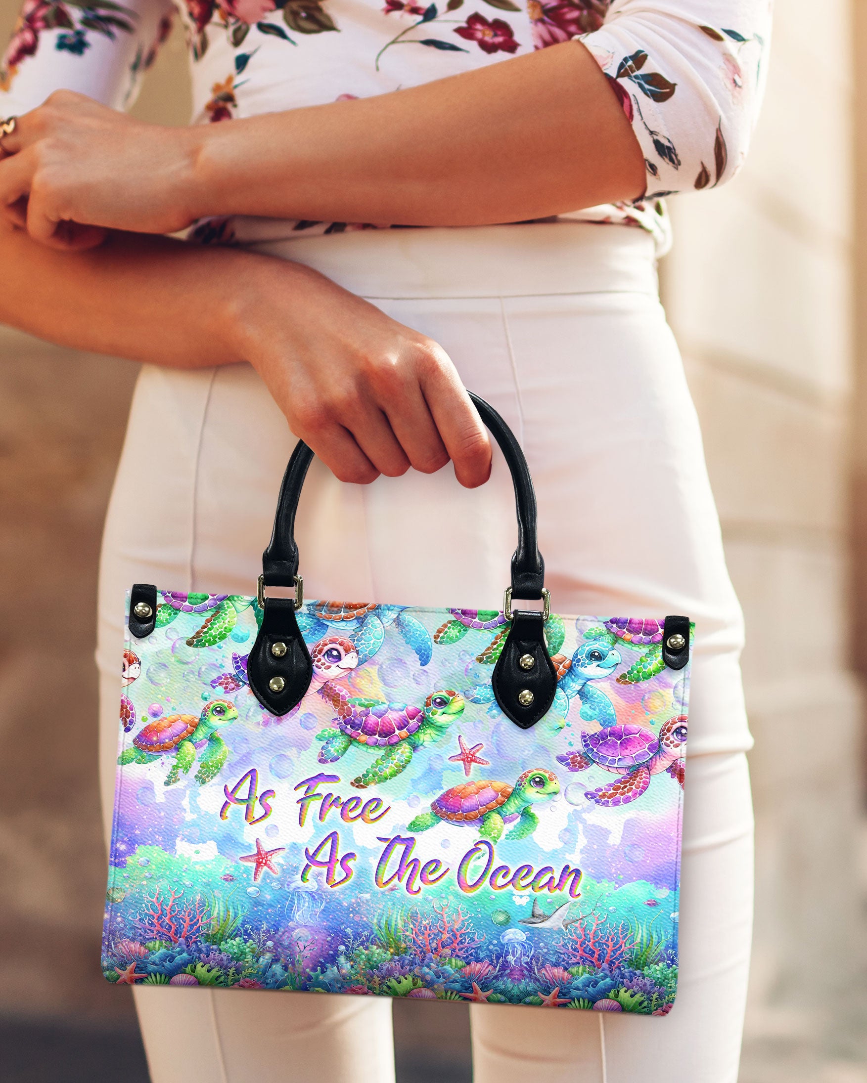 AS FREE AS THE OCEAN TURTLE LEATHER HANDBAG - YHLT1306244