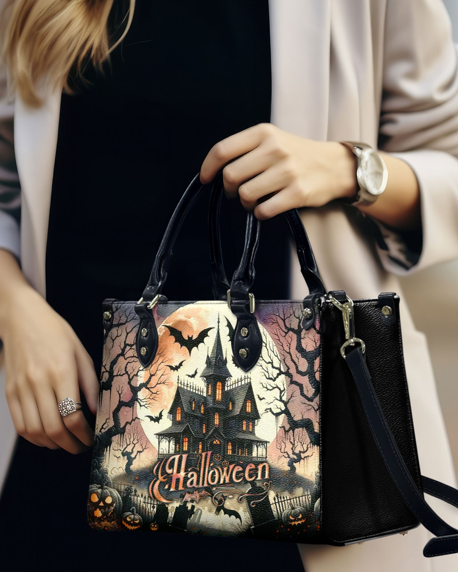 HALLOWEEN CASTLE LEATHER HANDBAG - YHLT1309242