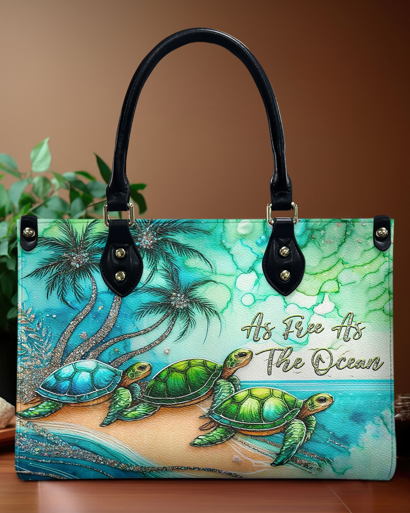 AS FREE AS THE OCEAN TURTLE LEATHER HANDBAG - TLTR1507244