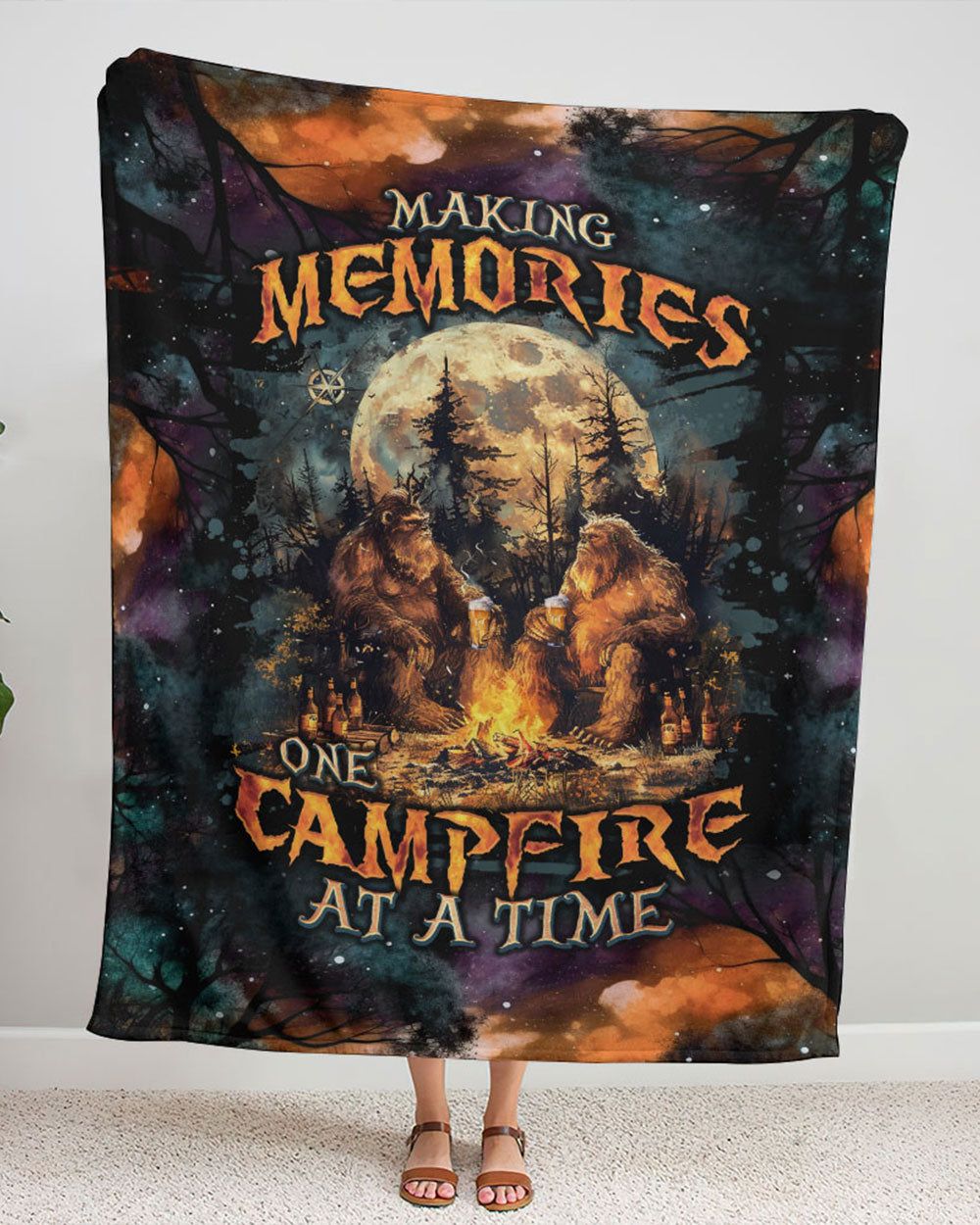 MAKING MEMORIES ONE CAMPFIRE AT A TIME BIGFOOT WOVEN AND FLEECE BLANKET - TLNO2409244