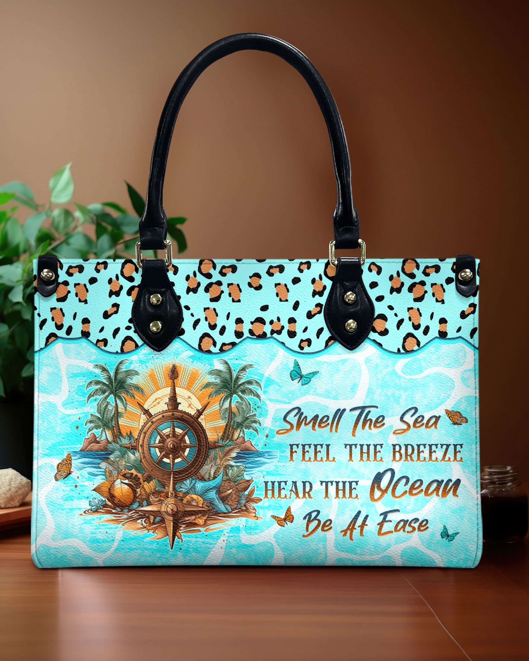 SMELL THE SEA FEEL THE BREEZE LEATHER HANDBAG - YHLN2703244