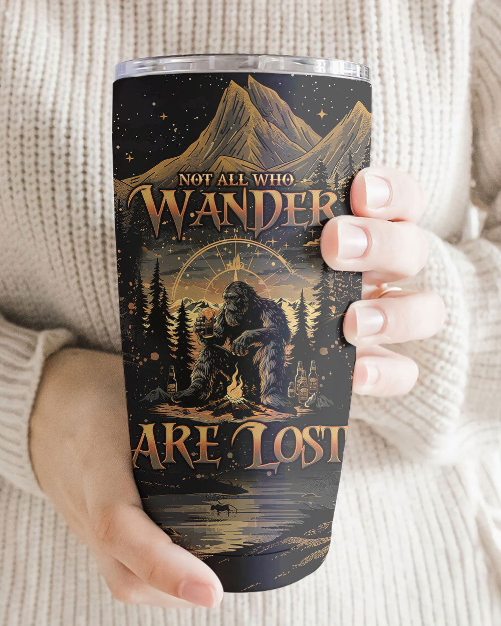 NOT ALL WHO WANDER ARE LOST BIGFOOT COMPASS TUMBLER - TLNO2410246