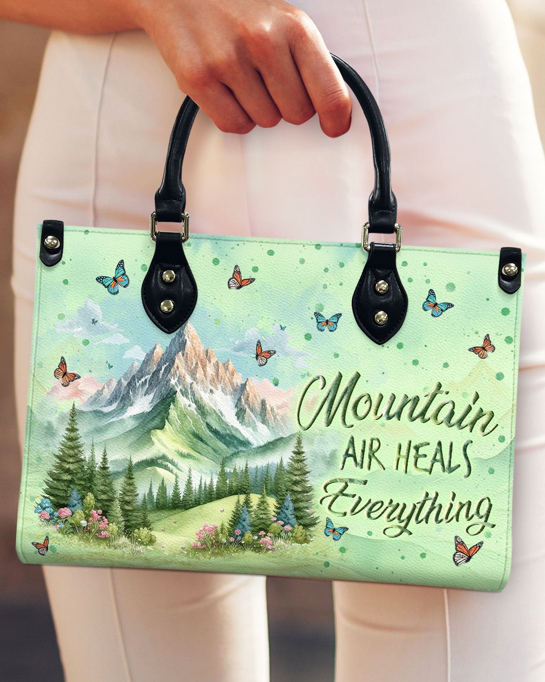 MOUNTAIN AIR HEALS EVERYTHING LEATHER HANDBAG - YHLN3110244