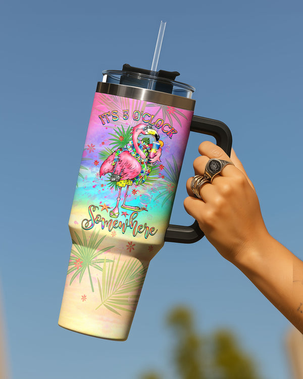 IT'S 5 O'CLOCK SOMEWHERE FLAMINGO TUMBLER - YHHG2708254