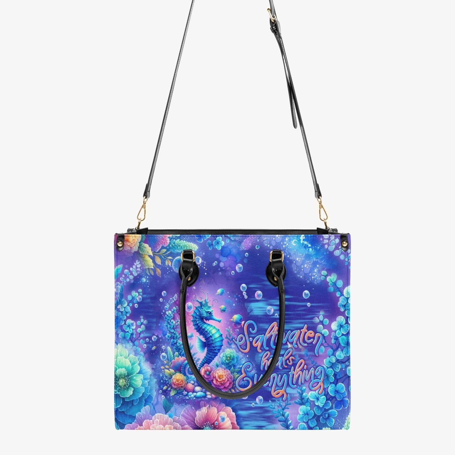 SALTWATER HEALS EVERYTHING SEAHORSE LEATHER HANDBAG - TLNT2903245