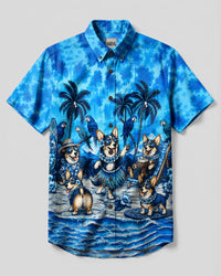 BEACH PARTY CORGI DOG BUTTON-DOWN COLLAR SHIRT - TLHN0308264