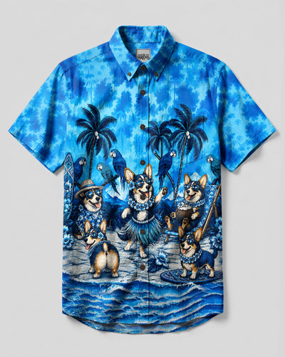 BEACH PARTY CORGI DOG BUTTON-DOWN COLLAR SHIRT - TLHN0308264