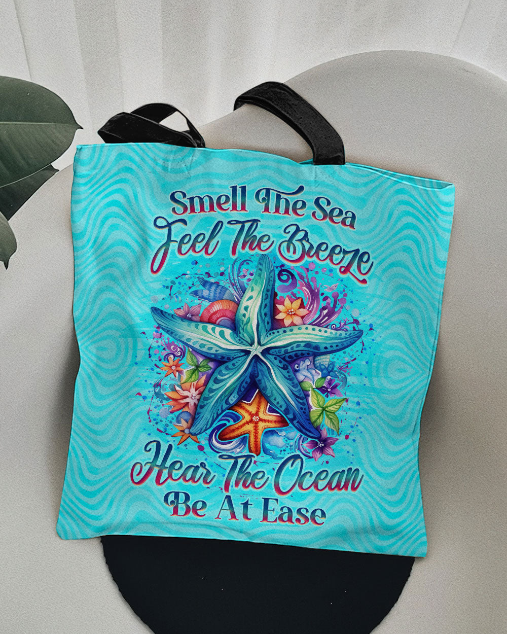 SMELL THE SEA FEEL THE BREEZE STARFISH TOTE BAG - YHLN1007233