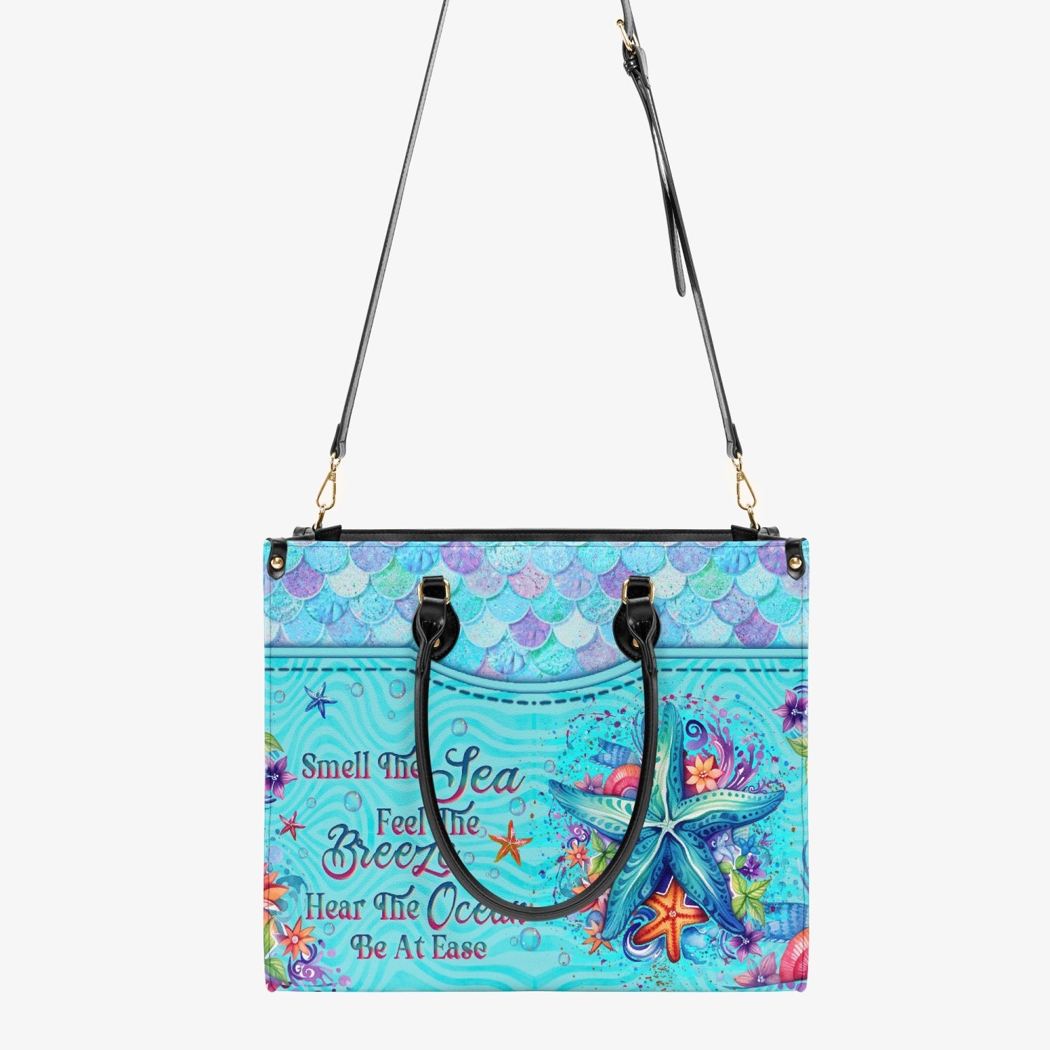 SMELL THE SEA FEEL THE BREEZE STARFISH LEATHER HANDBAG - YHLN2603241