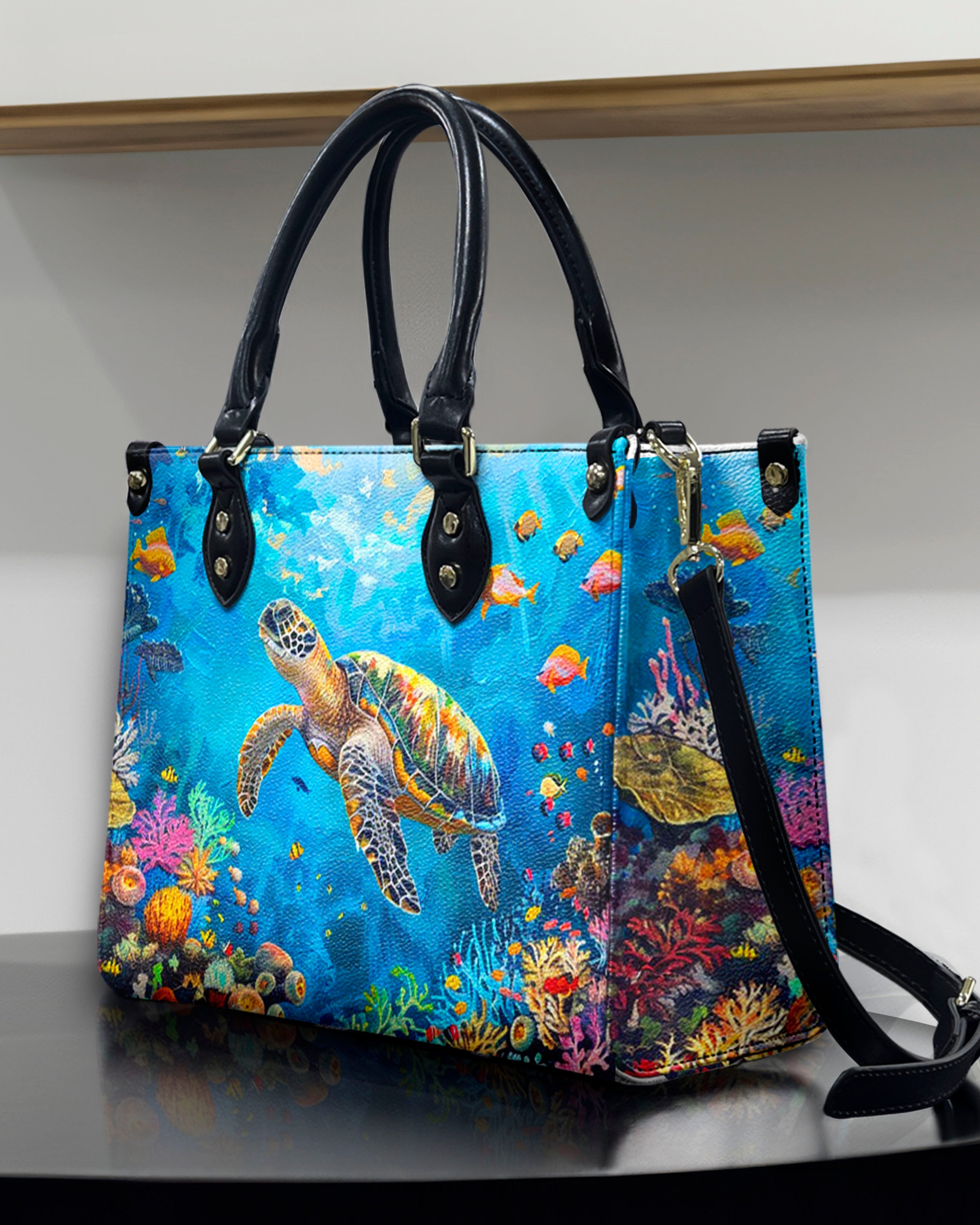 OCEAN TURTLE LEATHER HANDBAG - YHHN2307244