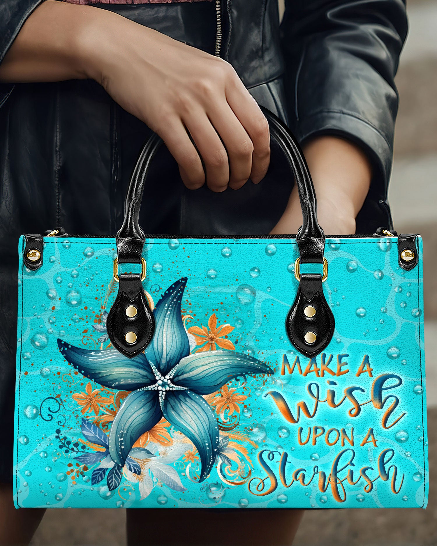 MAKE A WISH UPON A STARFISH LEATHER HANDBAG - YHLN1010244