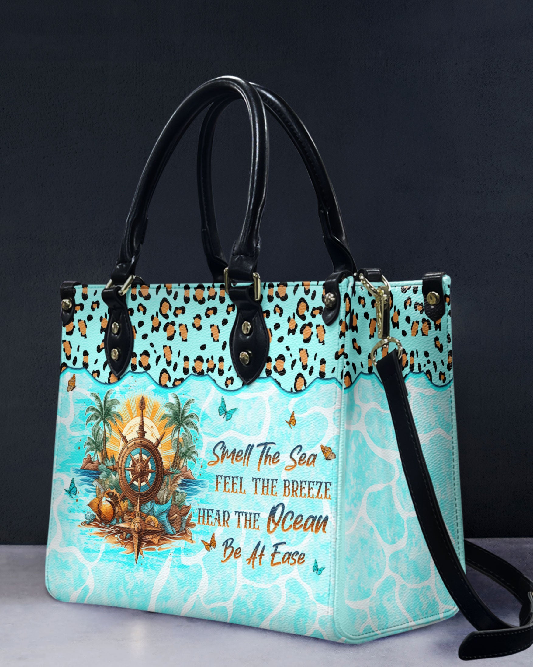 SMELL THE SEA FEEL THE BREEZE LEATHER HANDBAG - YHLN2703244