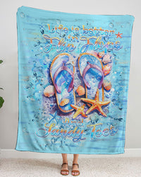 LIFE IS BETTER IN FLIP-FLOPS AND SANDY TOES WOVEN AND FLEECE BLANKET - YHHN1004243