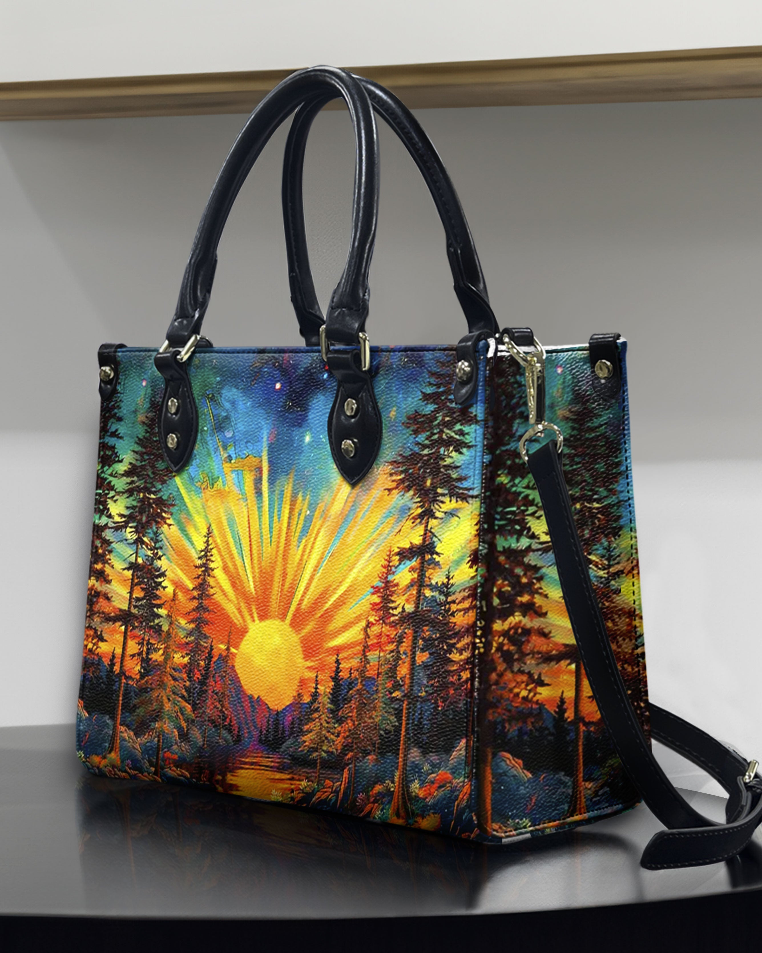 BEAUTIFUL SUN SCENE LEATHER HANDBAG - YHHN1009243