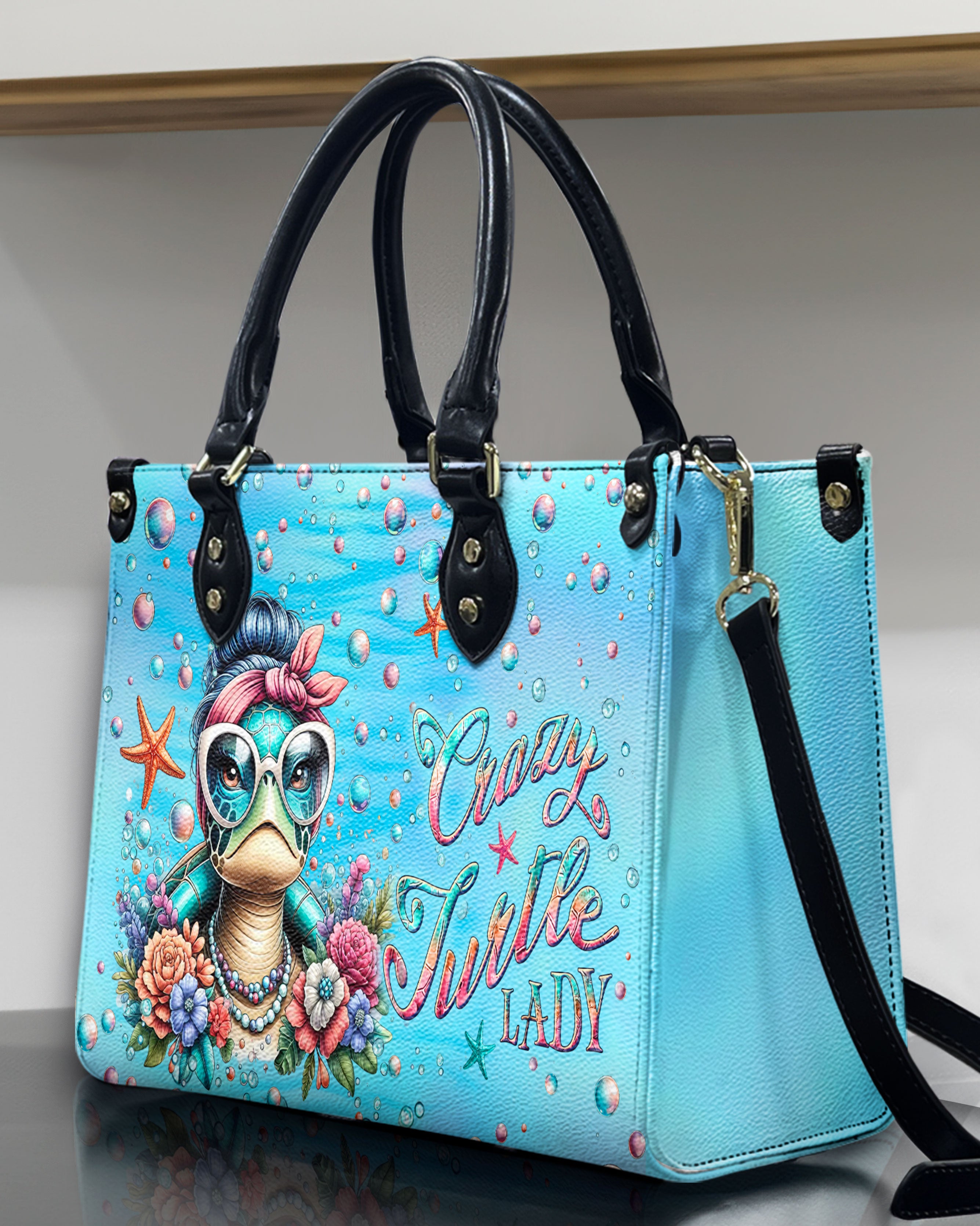 CRAZY TURTLE LADY LEATHER HANDBAG - YHLN0410244