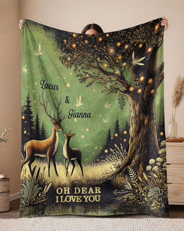 PERSONALIZED OH DEAR I LOVE YOU DEER COUPLE FLEECE BLANKET  - TLTW2502253