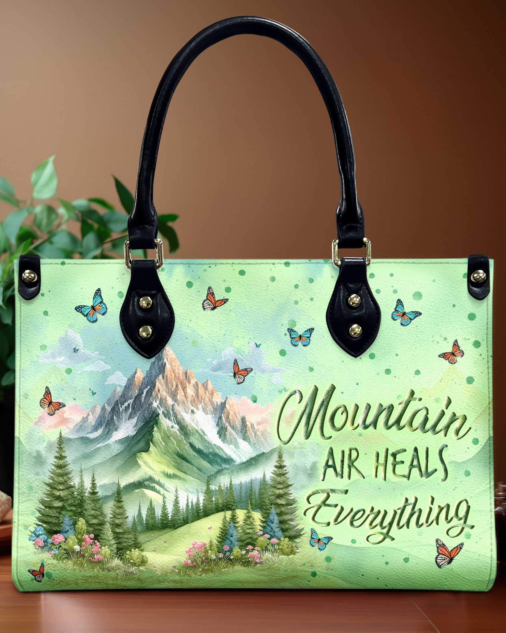 MOUNTAIN AIR HEALS EVERYTHING LEATHER HANDBAG - YHLN3110244