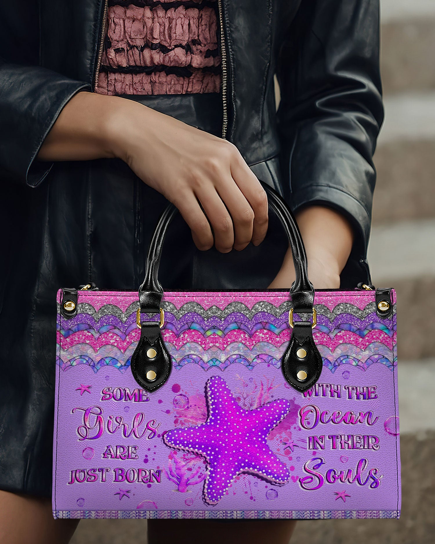 SOME GIRLS ARE JUST BORN STARFISH LEATHER HANDBAG - YHLT2106244