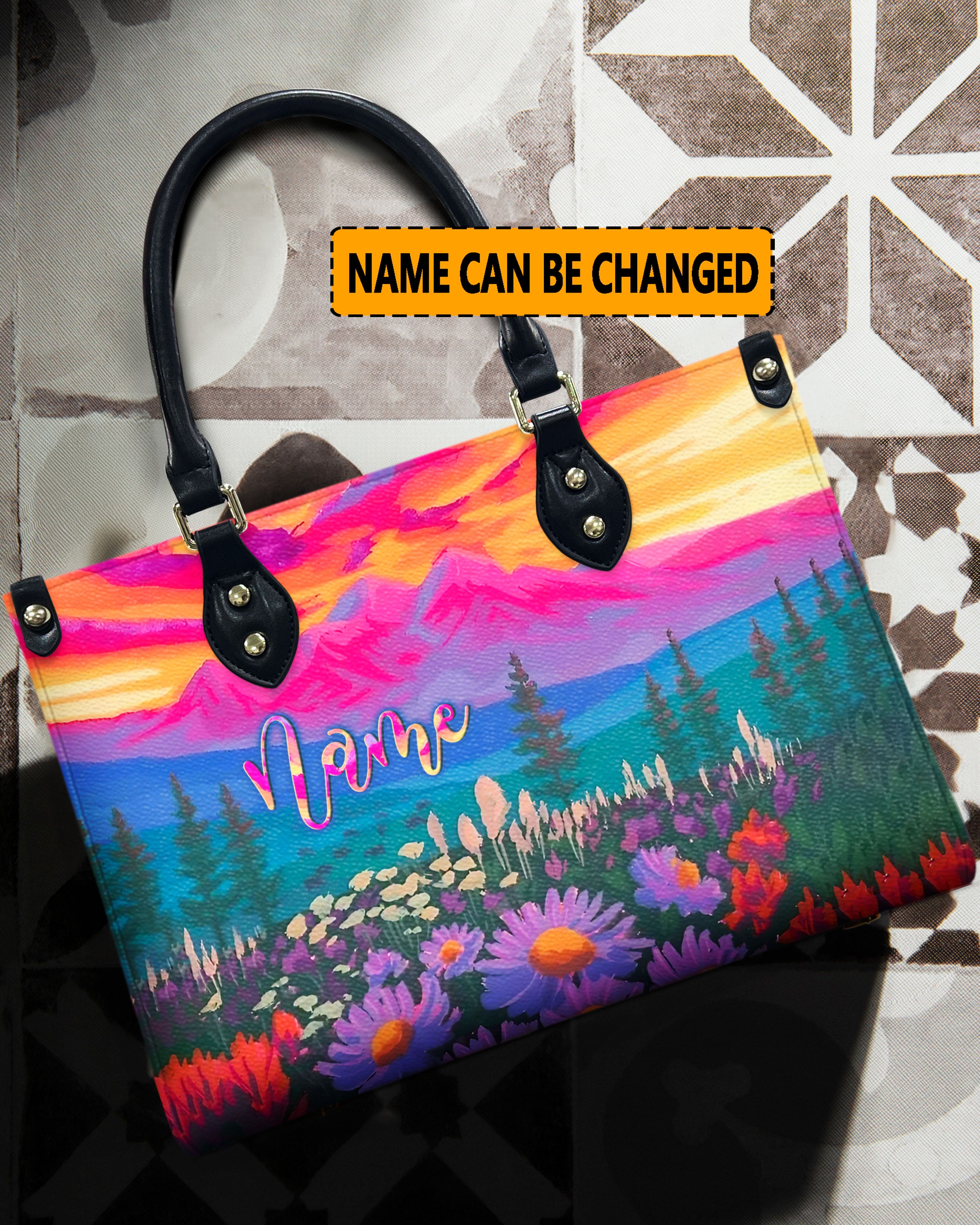 PAINTING COLOFUL FLOWER FIELD LEATHER HANDBAG - YHLN2511244