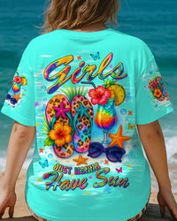 GIRLS JUST WANNA HAVE SUN FLIP FLOPS TIE DYE ALL OVER PRINT - TLTW0805253