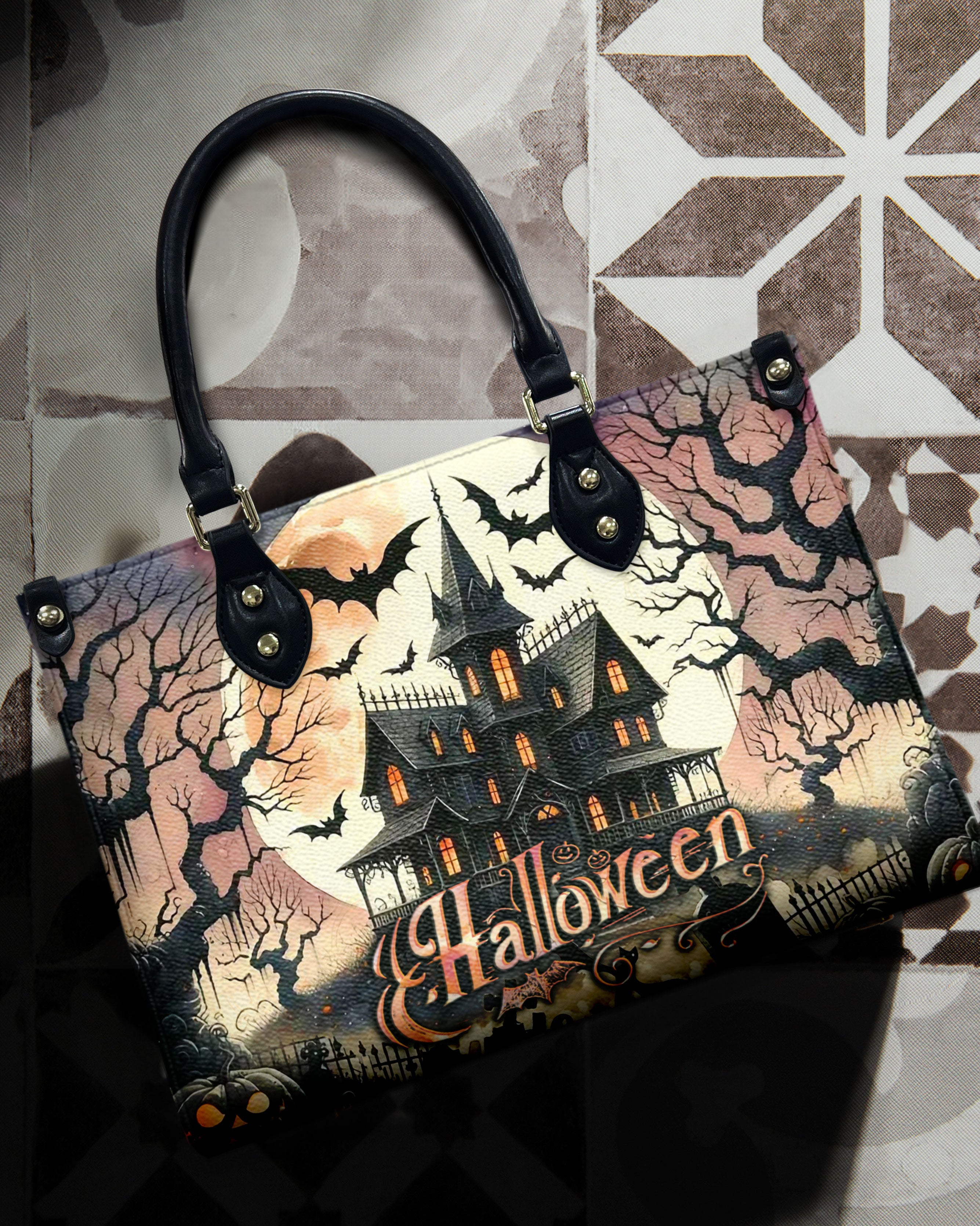 HALLOWEEN CASTLE LEATHER HANDBAG - YHLT1309242