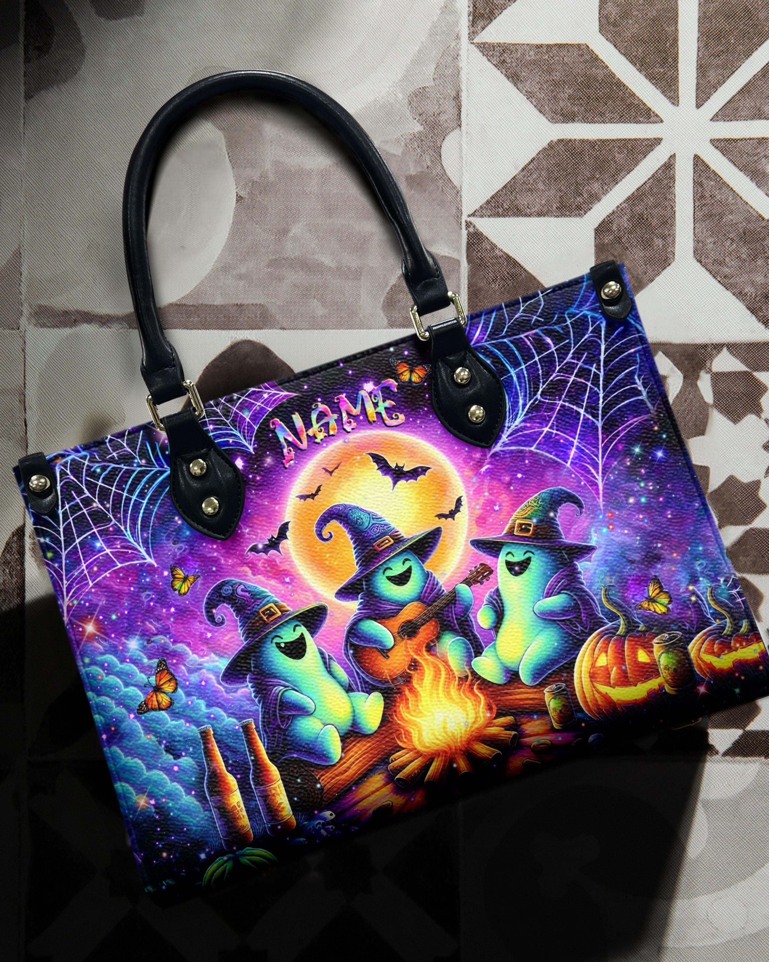 CUTE GHOST CAMPING HALLOWEEN LEATHER HANDBAG - YHLT0808244