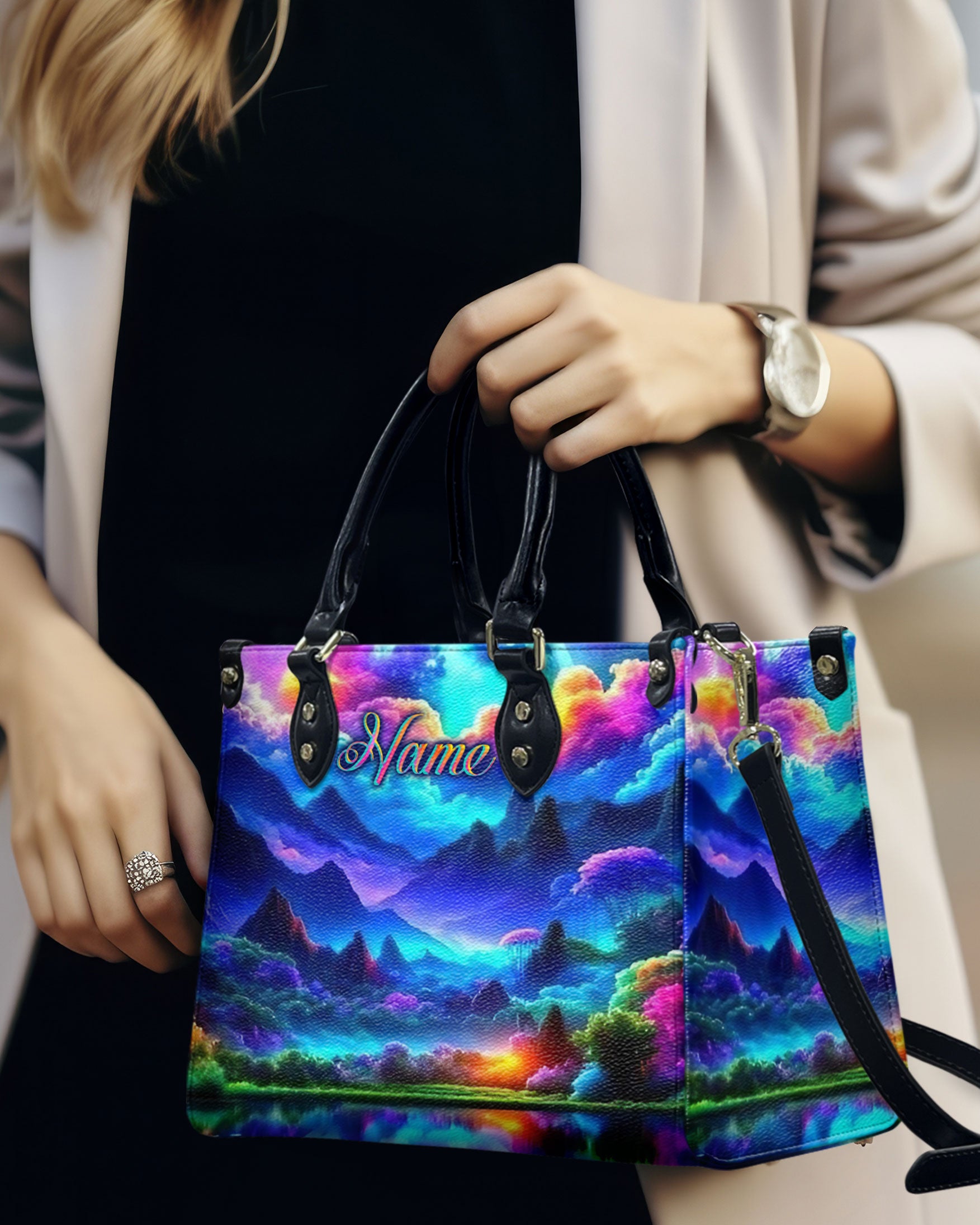 GLOWING NATURE SCENE LEATHER HANDBAG - YHLT2412244