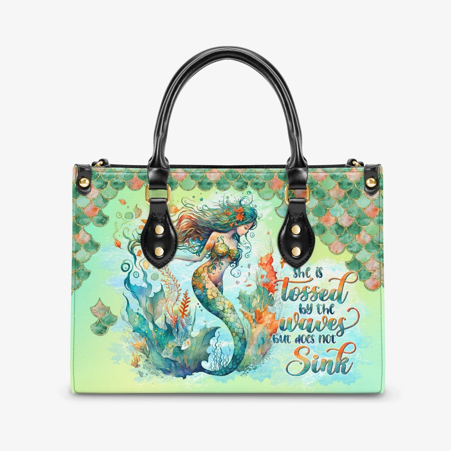 SHE IS TOSSED BY THE WAVES MERMAID LEATHER HANDBAG - TLTW0104242