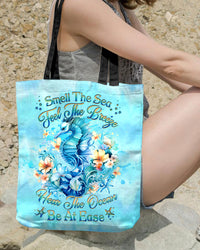 SMELL THE SEA FEEL THE BREEZE SEAHORSE TOTE BAG - YHHG2407232