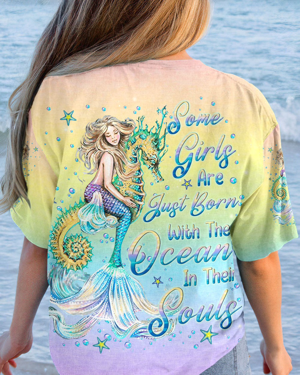 SOME GIRLS ARE JUST BORN MERMAID SEAHORSE ALL OVER PRINT - YHLN1412234