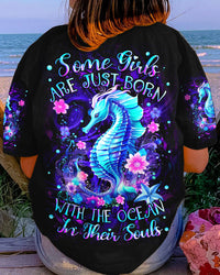 SOME GIRLS ARE JUST BORN SEAHORSE ALL OVER PRINT - YHDU2410233