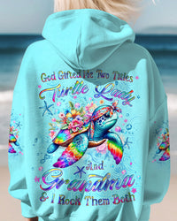 GOD GIFTED ME TWO TITLES TURTLE LADY AND GRANDMA ALL OVER PRINT - YHDU1912233